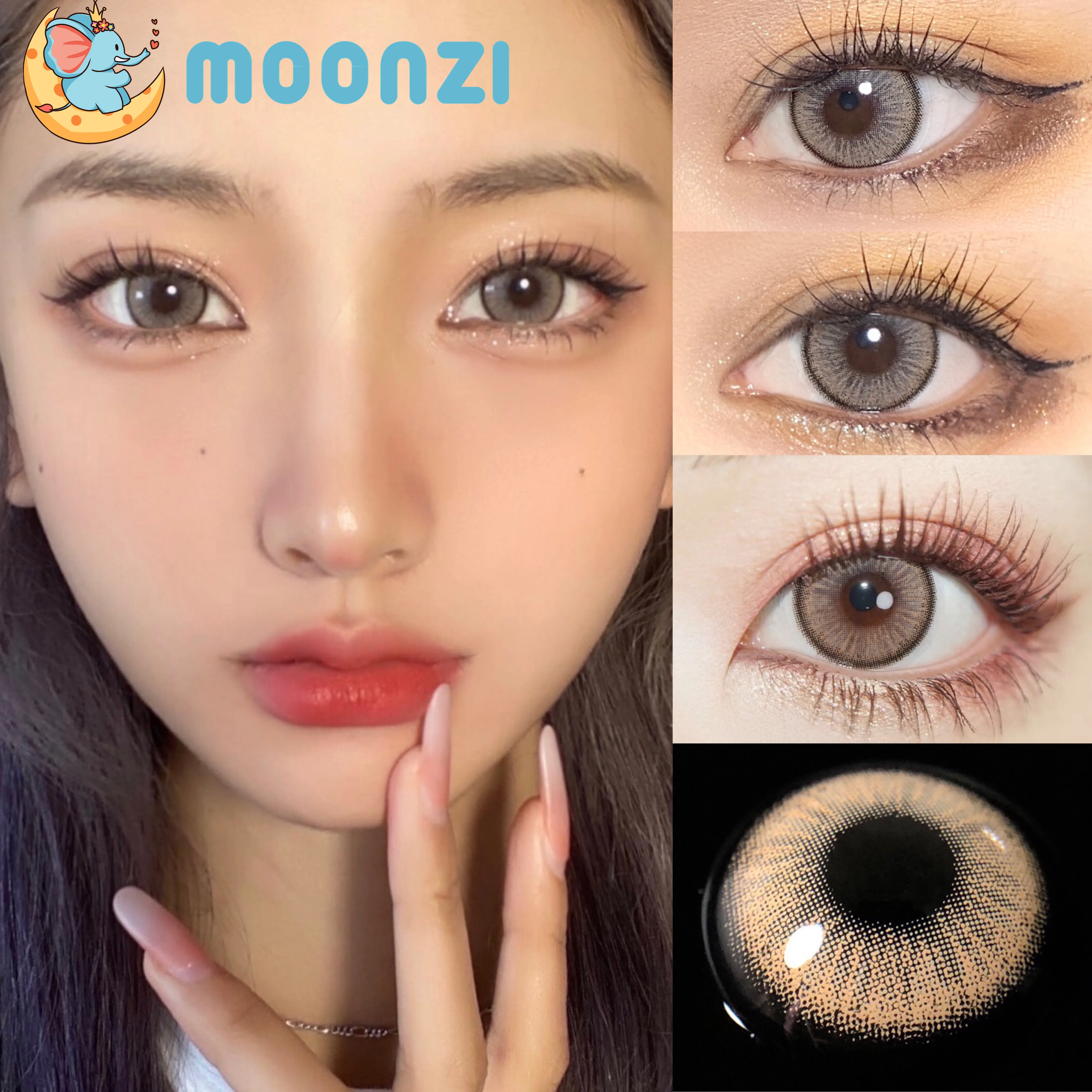 

MOONZI Pumpkin Brown Contact Lenses Annually Soft for Eyes big beautiful pupil Contact Lens Myopia Prescription degree 2pcs/Pair