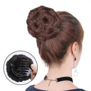 Женские шиньон волосы булочка пончик клип в наращивание волос черный/коричневый синтетический высокая температура волокно шиньон Allaosify - изображение