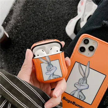 

for Airpods 2 1 Cute Cartoon Bugs Bunny Case Earphone Case Charging Box Protective Cover for AirPods with Key Ring