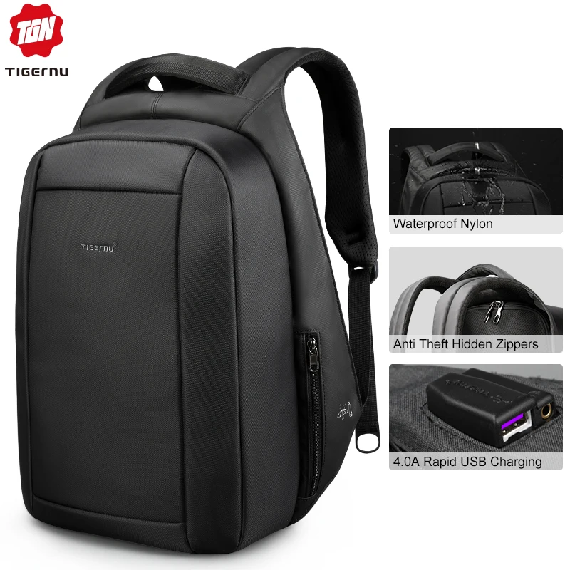 Скидка Tigernu 15,6 дюймов ноутбук рюкзак для мужчин USB рюкзаки школьные ранцы для подростков дорожная сумка