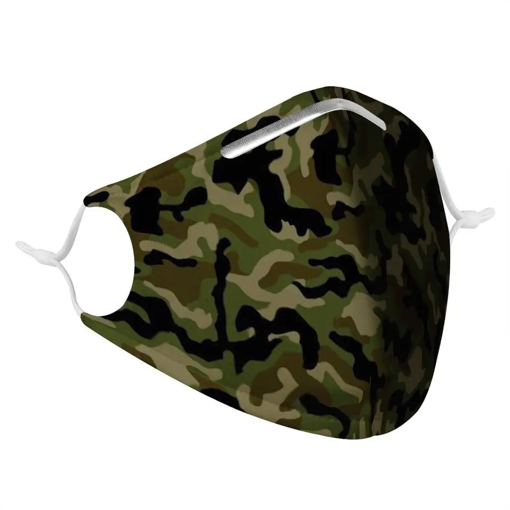 

Custom Pattern Camouflage Reusable Mouth Face Cover Comfortable Anti-Dust Anti-saliva Anti Infection Filter Windproof