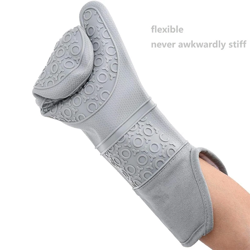 6Pcs Extra Long Oven Mitts and Pot Holders Sets, Heat Resistant Silicone Oven Mittens, Mini Gloves and Hot Pads Potholders