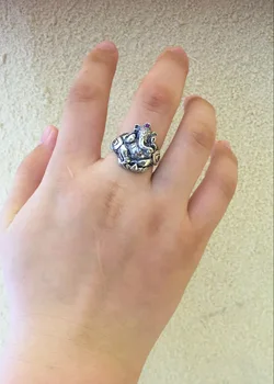 

Thailand Buddha Elephant Nose Ring 925 Sterling Silver color Retro Elephant Zircon Open Men Rings Ring Thai Silver color Jewelry