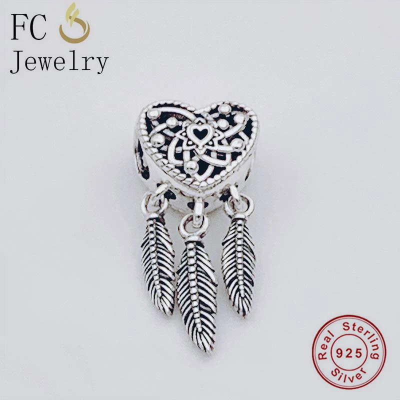 

FC Jewelry Fit Original Pan Charms Bracelet 925 Sterling Silver Heart Dreamcatcher Feather Beads For Making Women Berloque