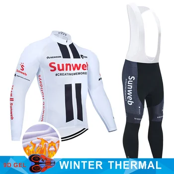 

2021 Pro Team Sunweb Winter Cycling Clothing Set MTB Uniform Bicycle Clothes Thermal Fleece Bike Jersey Mens Winter Cycling Wear