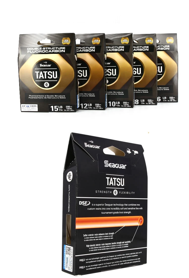 Seaguar Tatsu фторуглеродная леска 183 м/200YDS 6LB-15LB покрытие рыболовная леска Горячая нейлоновая углеродная рыболовная леска для соленой воды