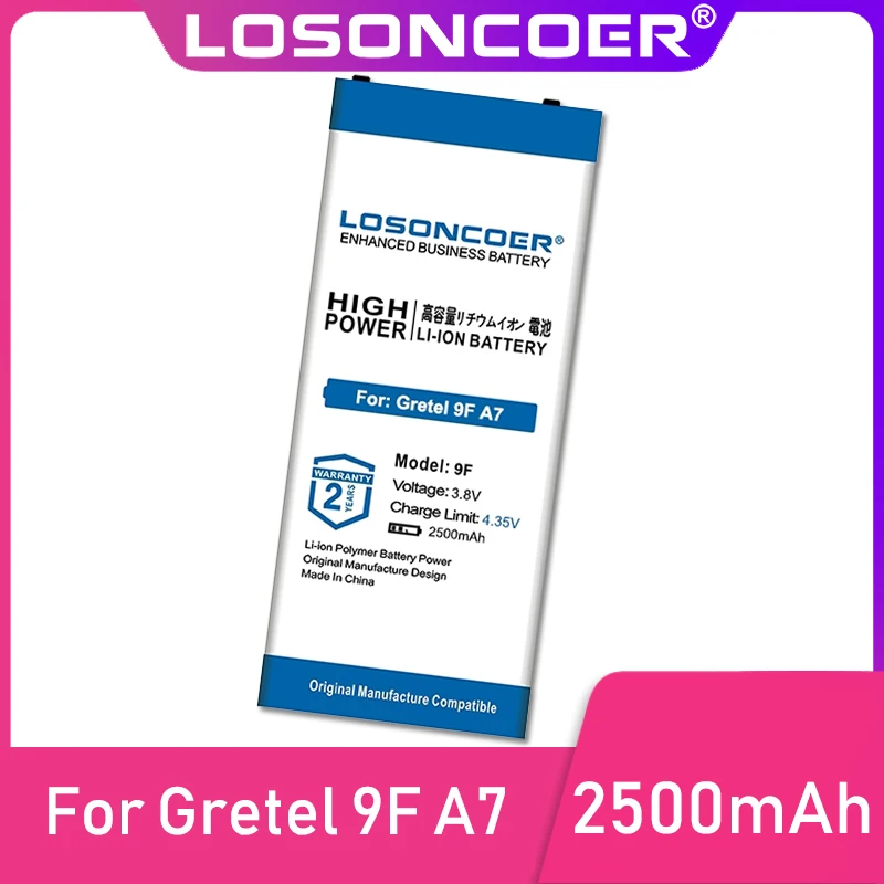 LOSONCOER 2500 мАч 9F батарея для Gretel A7 мобильного телефона высокое качество запасной