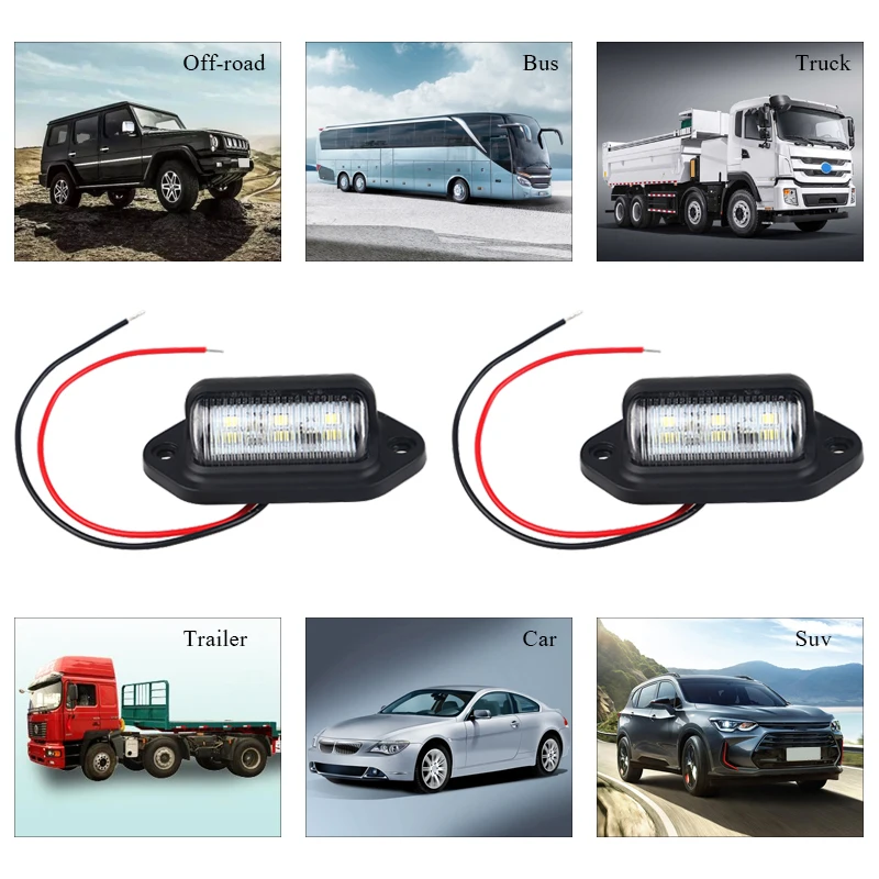 Из 2 предметов 12V 24V 6LED для номерного знака автомобиля Универсальный Выделите малотоннажный грузовик Фонарь освещения номерного знака Водонепроницаемый декоративный свет