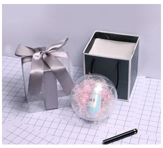 gray empty box Прозрачный шар, Подарочная Коробка, бант, лента, губная помада, Коробка для парфюма, конфеты, пластиковая упаковка, Коробка для детей, картридж, conos, papel boda - Цвет: gray empty box