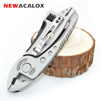 NEWACALOX Multitool Pliers Pocket Knife Screwdriver Set Kit Adjustable Wrench Jaw Spanner Repair Survival Hand Multi Tools Mini 1