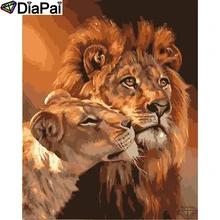 DIAPAI Алмазная картина "Животное Лев Пара" вышивка крестом на заказ фото алмаз, вышивка квадратными круглыми настенный Декор для дома A27542