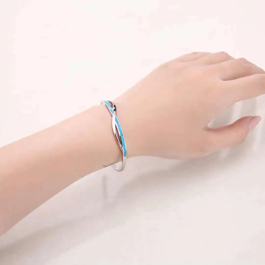 JLZ-035  New blue opal bracelet bangle top quality jewelry cuffs men and ladies lover giftsfor summer holiday