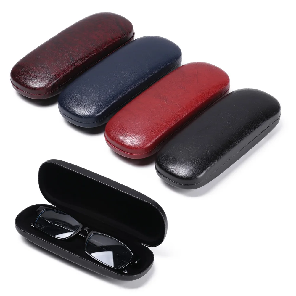 1 PC Hot Unisex Leather Glasses Case Hard Frame Waterproof Eyeglass Case Portable Readingglasses Box Solid Color Spectacle Cases