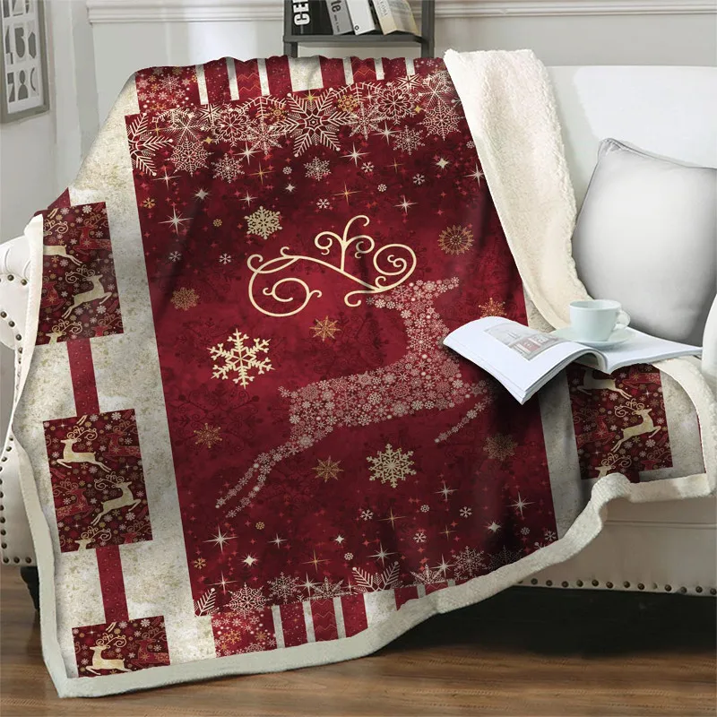 

3D Dreamlike Snowflower Throw Blankets Sherpa Fleece Bedspreads Christmas Gift Soft Flannel Bedding Picnic Travel Office Blanket