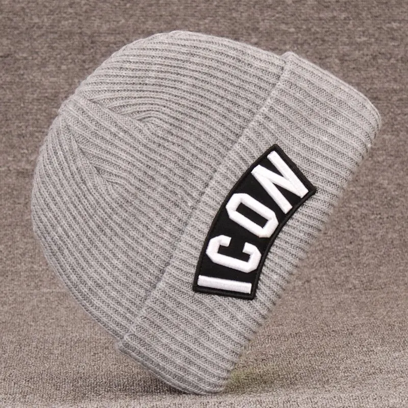 DSQICOND2 брендовая зимняя шапка для мужчин и женщин, толстая шапка для альпинизма, лыжного спорта, зимняя вязаная шапка с надписью, зимняя шапка, шапка Homme Hiver - Цвет: Gray