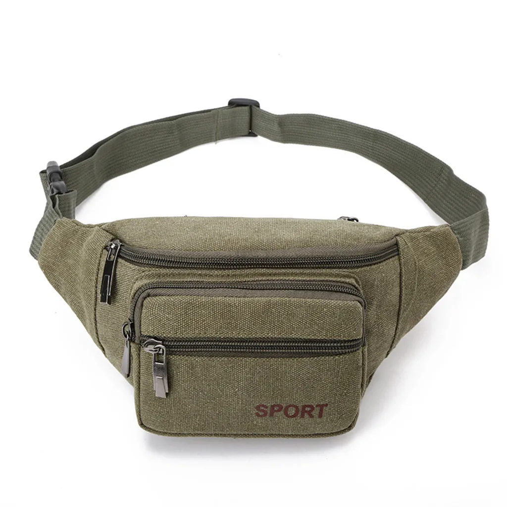 Поясная сумка для мужчин, модная холщовая унисекс однотонная повседневная спортивная сумка с карманами, сумка на плечо, поясная сумка, женская сумка