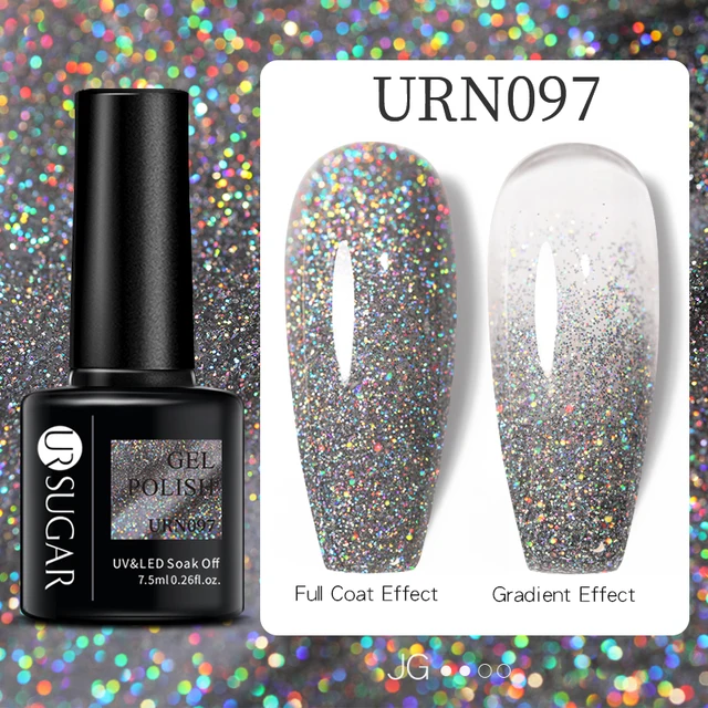 UR SUGAR 7.5ml Pink Reflective Glitter Gel Nail Polish Silver Purple Sequins Soak Off UV Gel Nail Art Manicuring Nail Gel URN097