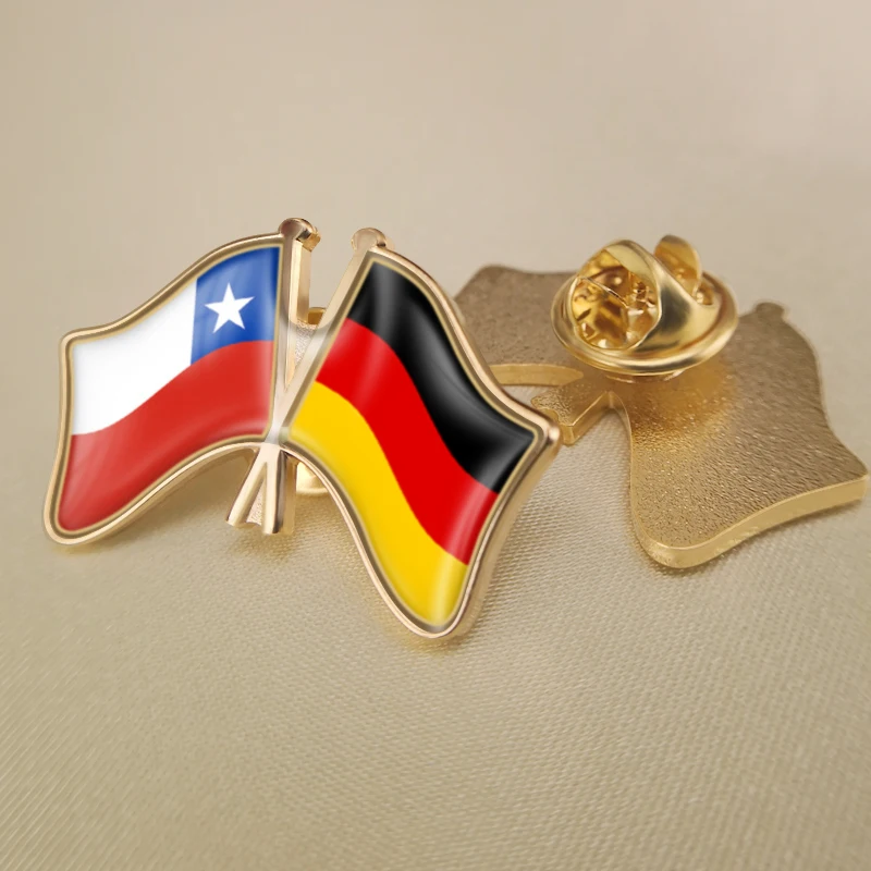 

Chile and Germany Crossed Double Friendship Flags Lapel Pins Brooch Badges