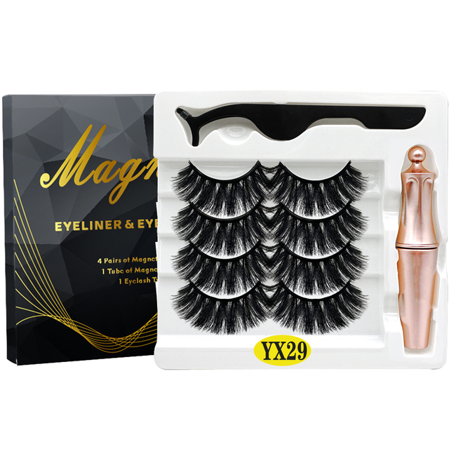 8PCS 2022 New 5 Magnet Magnetic Eyeliner 3D Kit Mink Eyelashes Natural with False Lashes with Tweezers