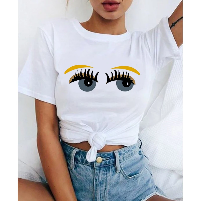 Graphic Tees Tops Cute Big Eyes Tshirts Women Funny T Shirt Vintage ...