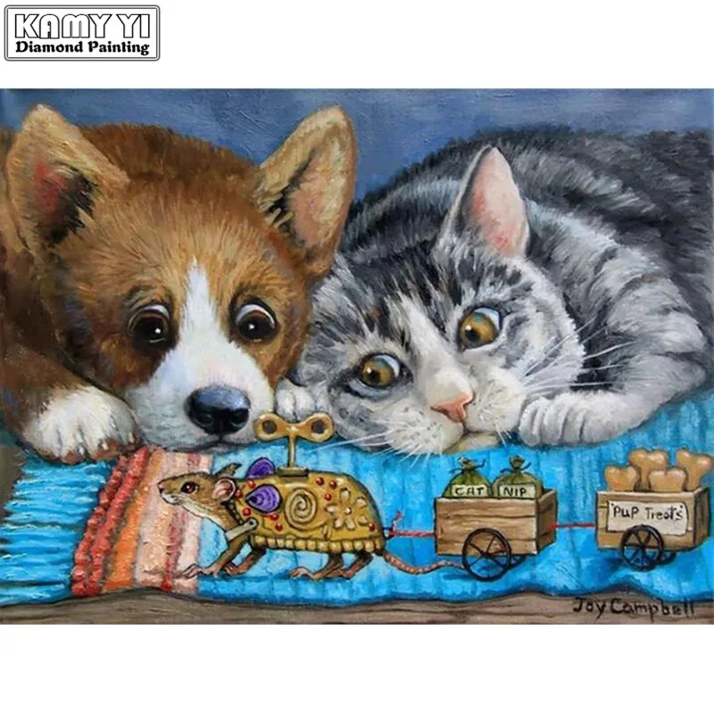 

Full SquareRound Drill 5D DIY Diamond Cute dog and cat 3D Embroidery Cross Stitch Mosaic Decor