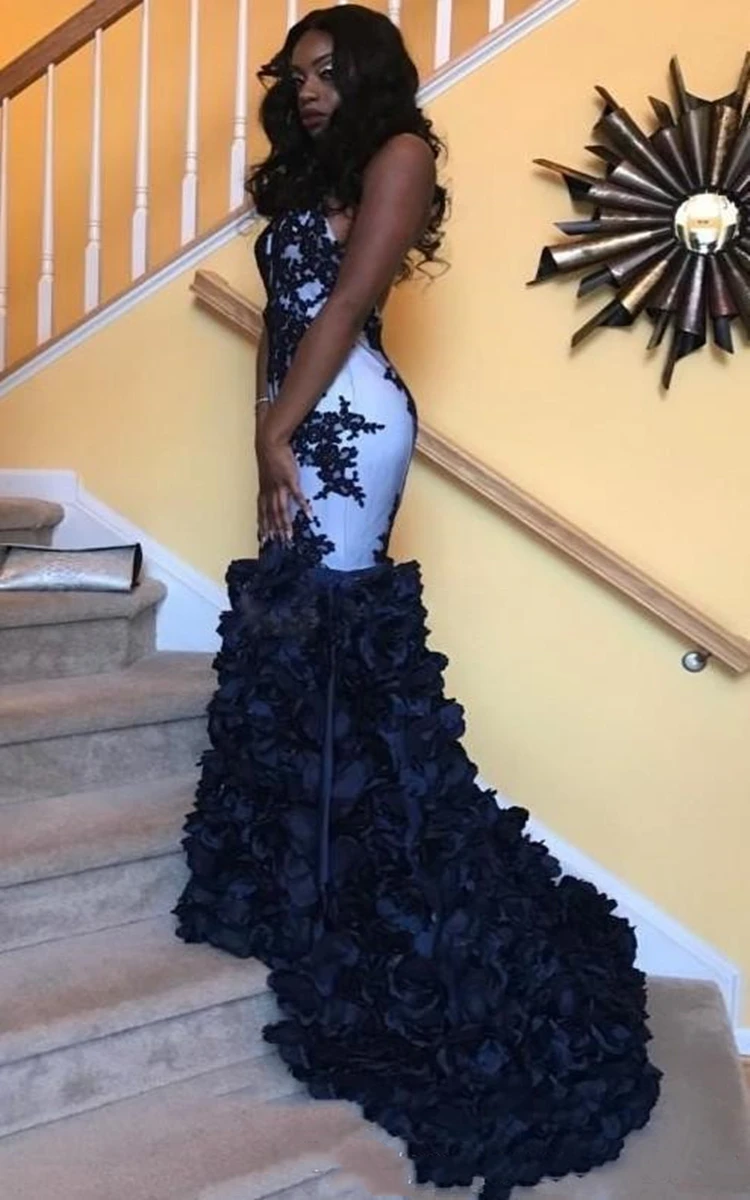2020 Высокая шея элегантный Африканский царь чёрных выпускные платья, аппликации из кружева цветы ручной работы бальные платья русалки