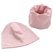 Модный комплект с шапочкой для девочек, однотонный детский головной убор, весенние теплые детские шапочки с воротником для мальчиков, хлопковые детские шапки, шарф