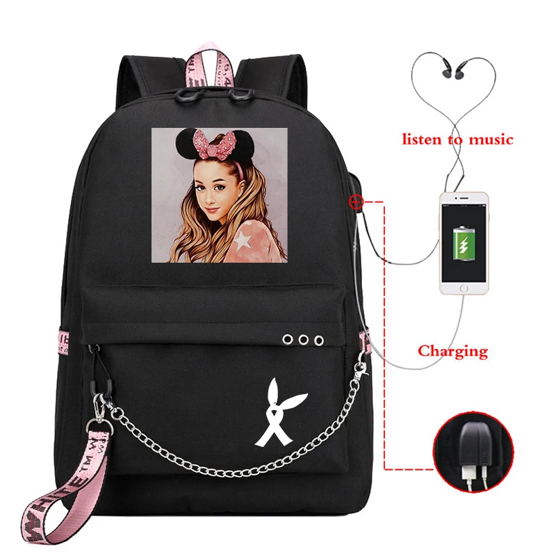 Mochila Ariana Grande, маленький рюкзак, женские рюкзаки, милые школьные сумки для девочек-подростков, рюкзак для ноутбука, корейский рюкзак для путешествий