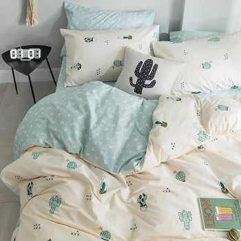 

Fresh cotton bedding four-piece dormitory sheet three-piece Nordic modern style