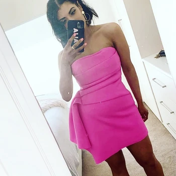 

New Summer Strapless Rose Red Mint Green Fashion Dress 2020 Backless Mini Clubwear Party Good Quality Vestidos Wholesale