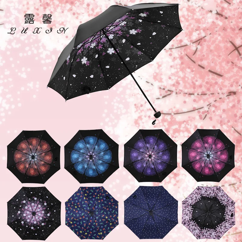 

Vinyl Folding Parasol Creative All-Weather Umbrella Starry Umbrella Folding Umbrella Advertising Umbrella