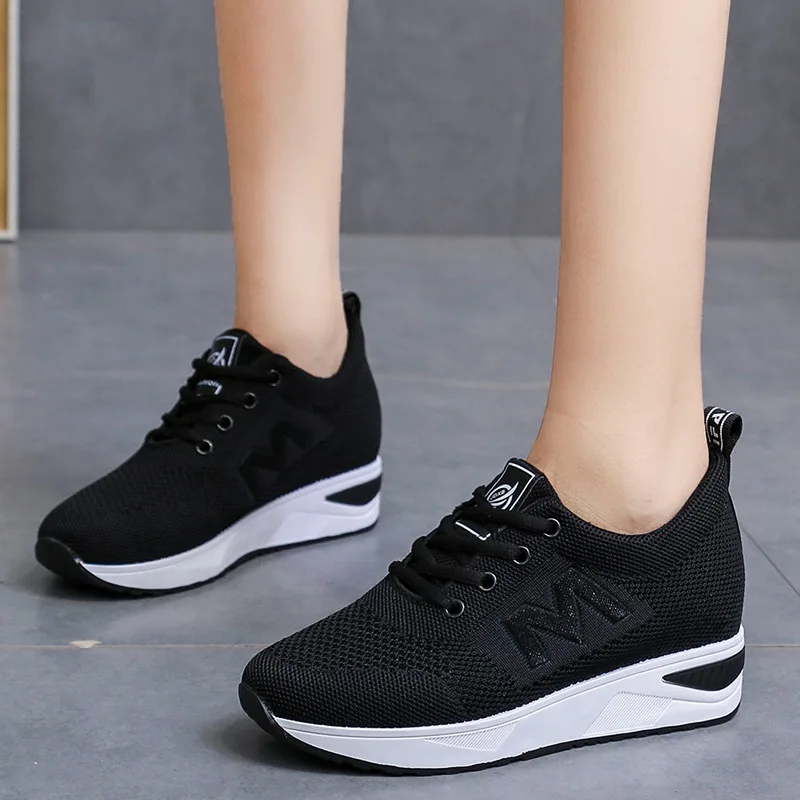

Elevator WOMEN'S Shoes Breathable Mesh 2019 Autumn New Style Korean-style Platform Shoes Fly Woven Athletic Shoes Versatile Casu