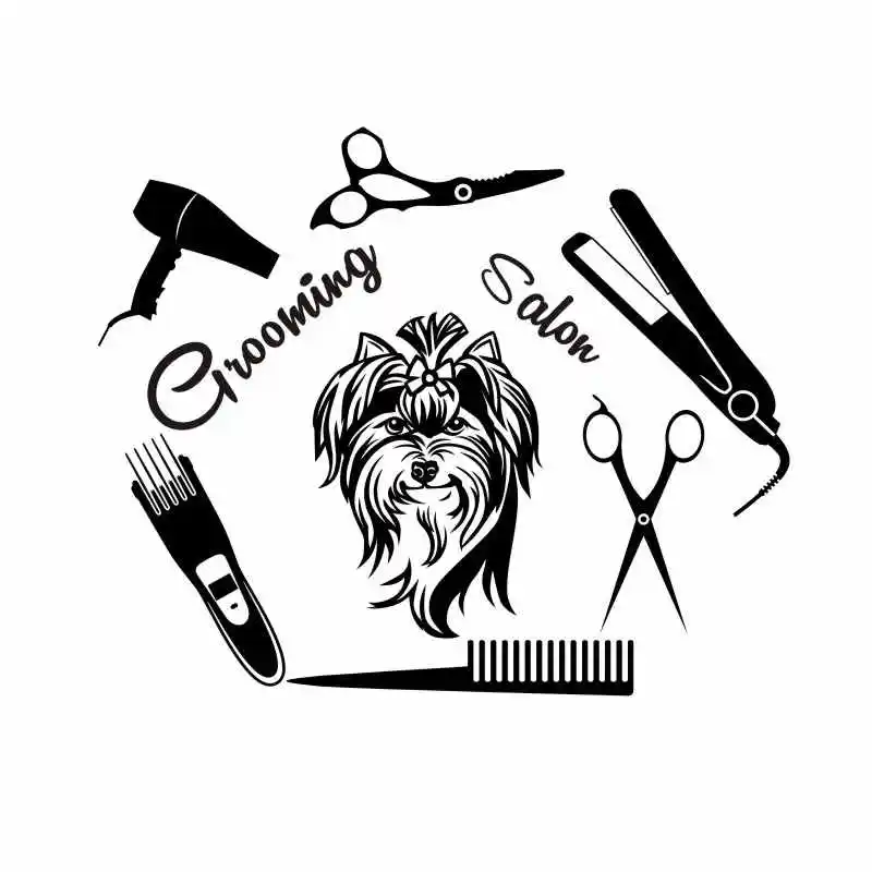 DCTAL Dog Grooming Salon Pet Shop Sticker Decal Posters Vinyl Wall Art Decals Parede Decor Mural Pet Shop Sticker