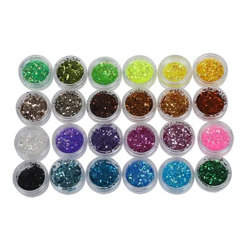 

Lot 24 color sequin glitter deco chips nail manicure acrylic gel.