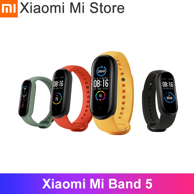 Фитнес-трекер Xiaomi Mi Band 5 браслет с цветным AMOLED экраном 1 дюйма пульсометром Bluetooth 0 4