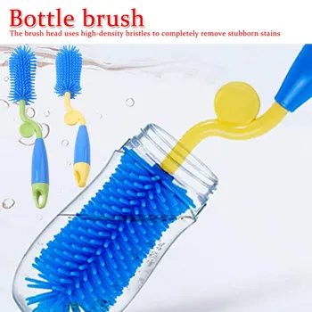 

Baby Bottle Brush 360 Rotation Bottlebrush Silicon Baby Milk Feeding Bottle Brush Nipple Cleaning Cup Scrubber Washing Brushes