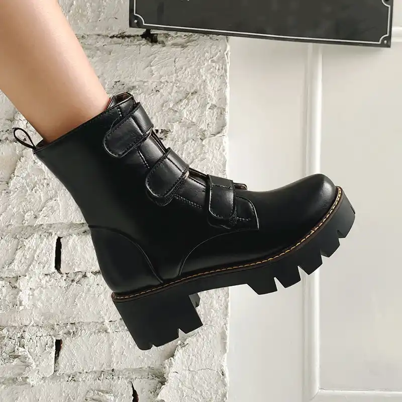 women's buckle biker boots