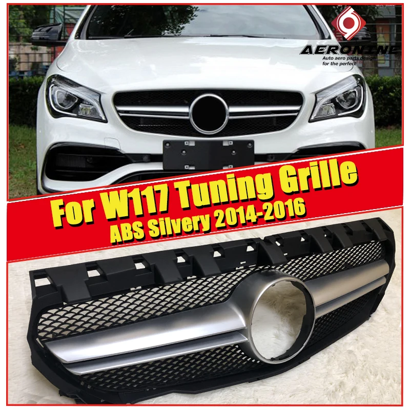 Для MercedesMB W117 CLA45 look Спортивная решетка гриль ABS серебристый без знака CLA Class CLA180 200