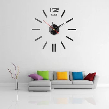 

DIY Wall Clock Living Room New Acrylic Quartz Watch 3D Wall Clocks Reloj De Pared Home Decoration Hot Metal Wall Stickers