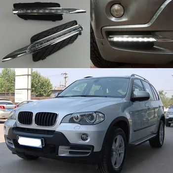 

Car flashing 1 Pair DRL Daytime Running Lights Daylight For BMW X5 E70 2007 2008 2009 2010 Car LED Fog Head Lamp Light Cover