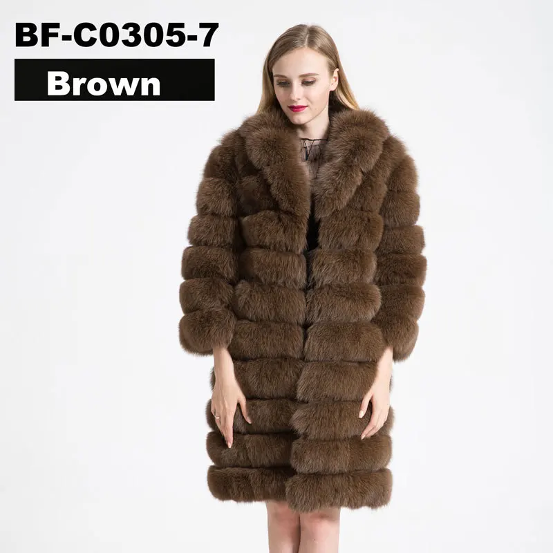 FURSARCAR отстегивающееся натуральное меховое пальто для женщин, зимнее плотное пальто из лисьего меха с большим меховым воротником, роскошная полоска из натурального меха соболя - Цвет: brown