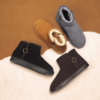 

Australia Men Snow Boots Genuine Cowhide Leather Ankle Boots Warm Winter Boots Woman Shoes Large Size 35-46