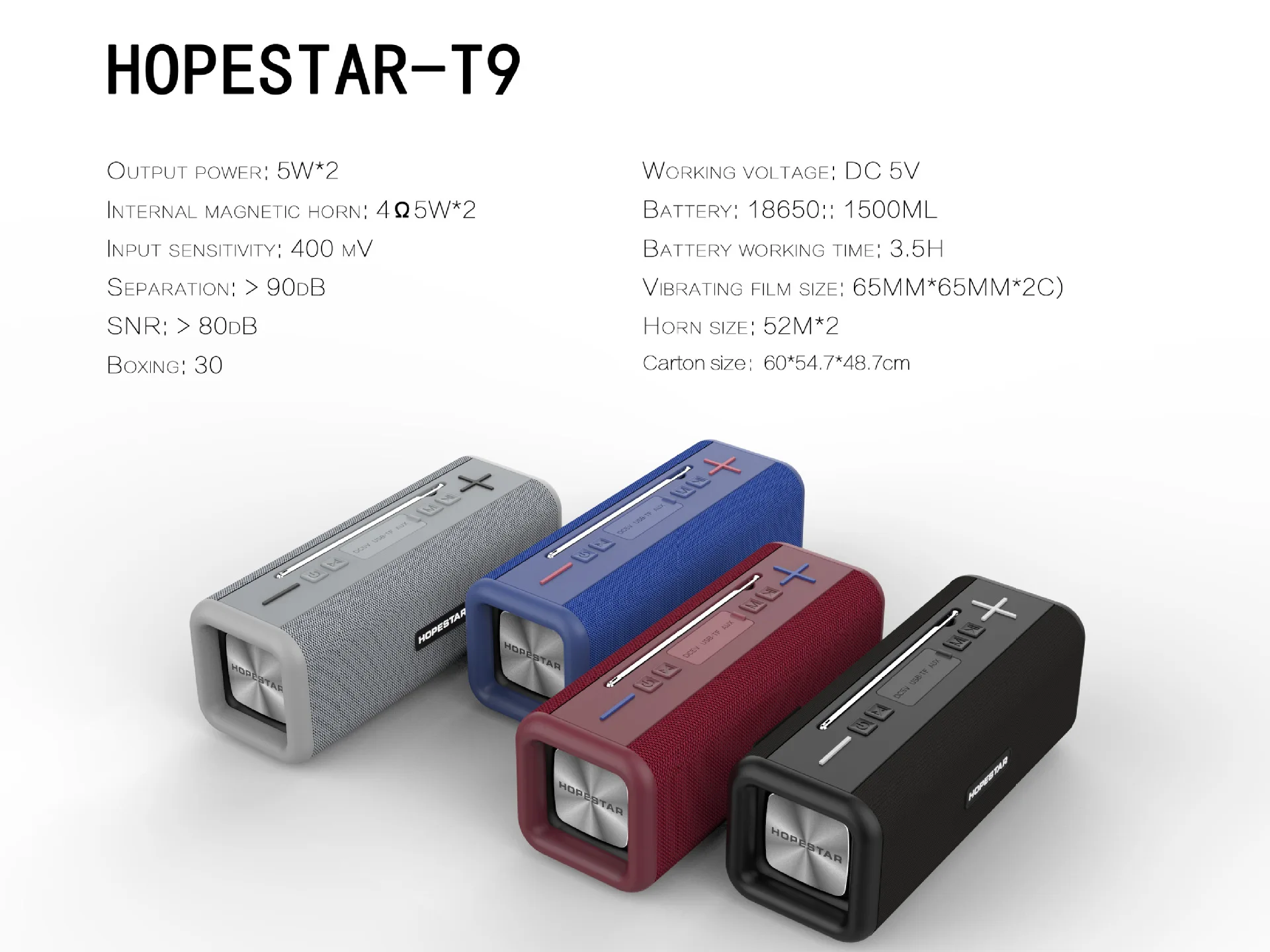 Водонепроницаемая беспроводная Bluetooth Колонка HOPESTAR T9 внешняя антенна высокой