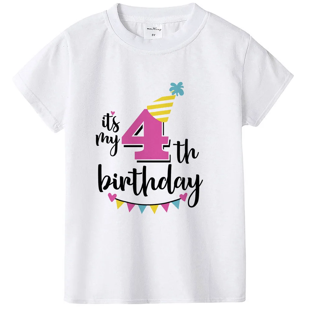 1PC It's My 4th Birthday Family Matching Clothes Mommy Daddy and Daughter Son Birthday Tshirts Outfit Baby Girl Boy Party TShirt