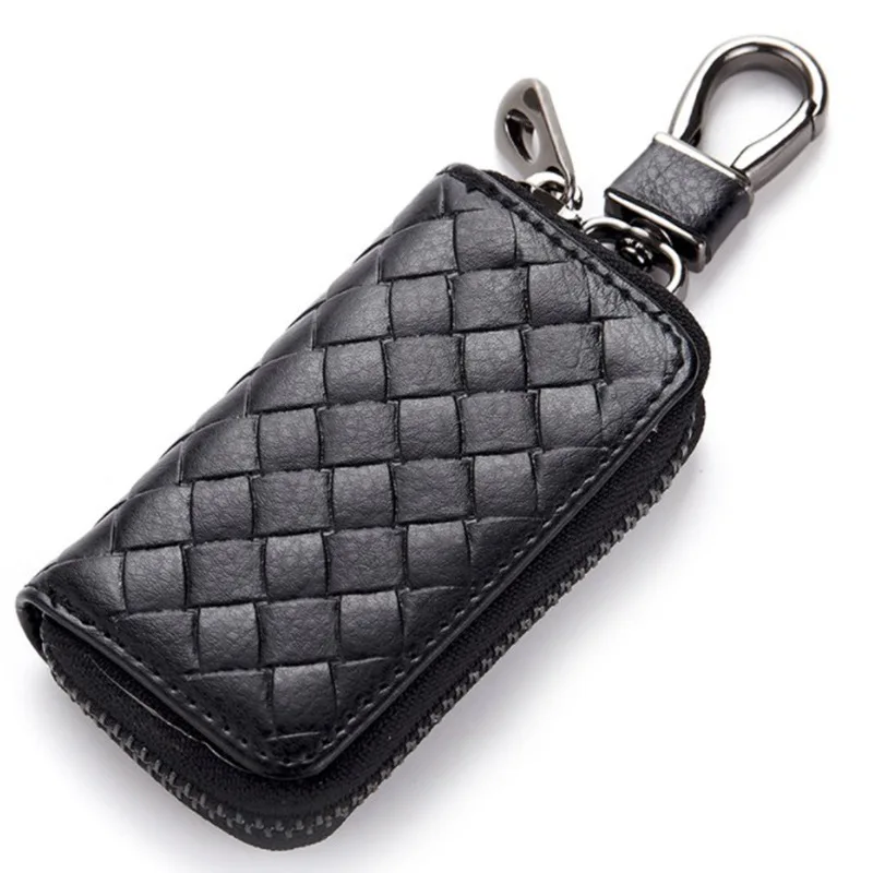 

2019 High Quality Genuine Leather Car Key Wallets Zipper Keys Case Bag Vintage Men Card Money Holder Housekeeper Keychain Cover