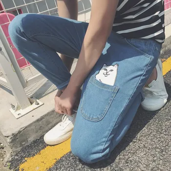 

Summer jeans men's 2020 new Korean style slim fashion all-match small feet boys students ankle-length pants men