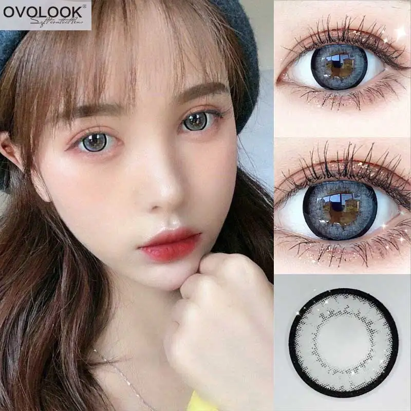 

OVOLOOK-2pcs/pair Beautiful Contact Lenses Colored Lenses for Eyes 3 Tone Eye Contacts Colored Contacts Yealy Use Eye Color Lens
