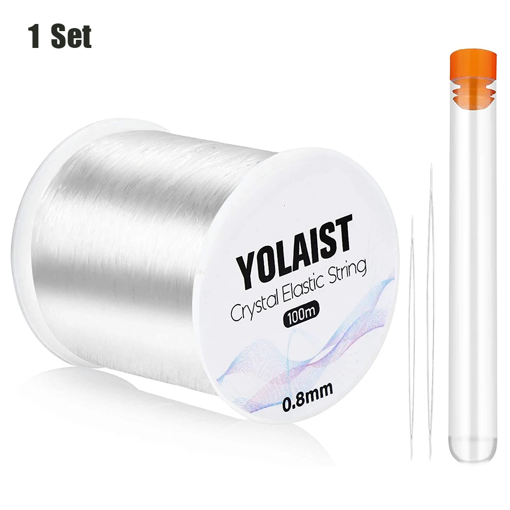 

100M/Roll Plastic Crystal DIY Beading Stretch Cords Elastic Line Jewelry Making Accessories With 2 Needles