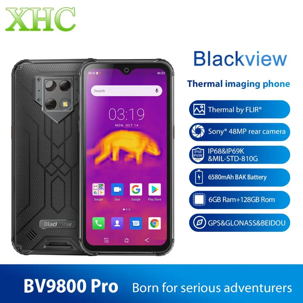 

Blackview BV9800 Pro Anroid 9.0 Mobile Phone RAM 6GB ROM 128GB Octa Core Thermal imaging Smartphone Global Dual SIM Fingerprint