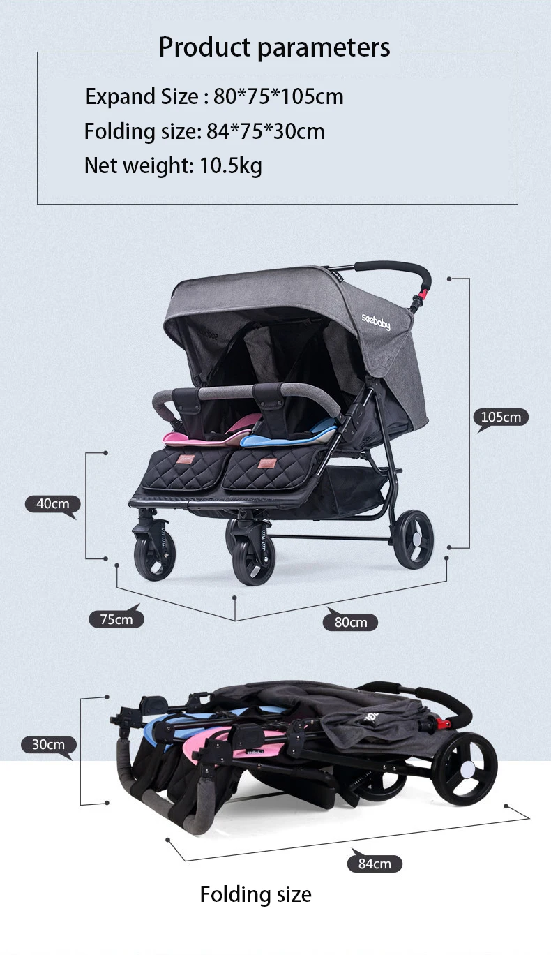 Seebaby, детская коляска для близнецов, может лежать, складывается, двойное сиденье, коляска, светильник для новорожденных, коляска для близнецов 0-4 лет